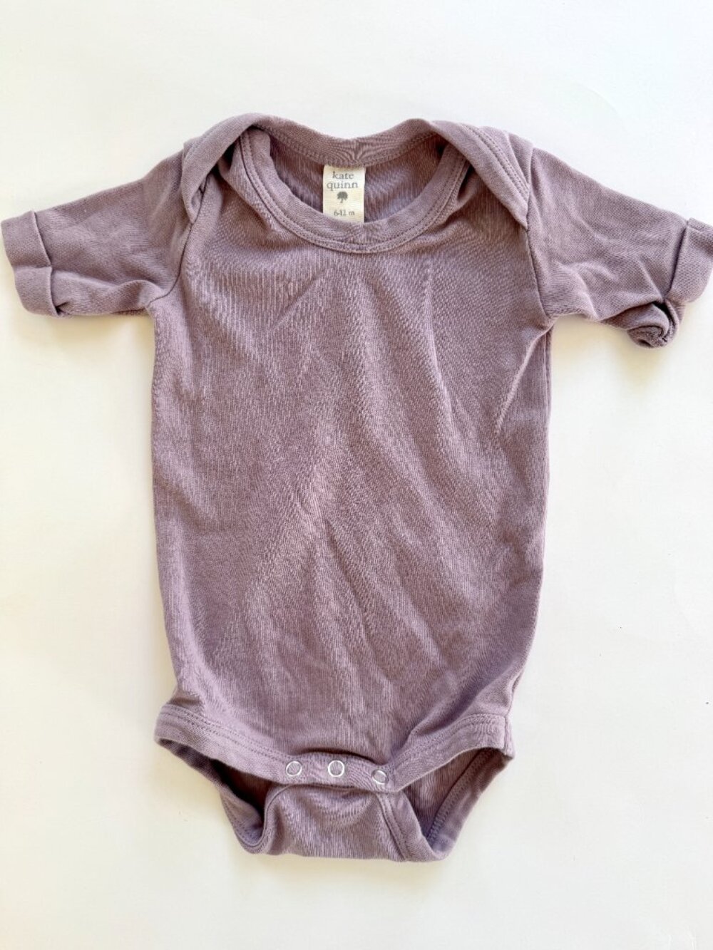 Kate Quinn Organic Cotton Short Sleeve Lap Shoulder Bodysuit Dusty Lavender 6-12